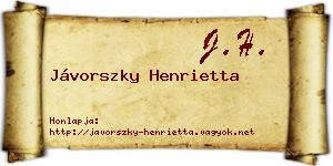 Jávorszky Henrietta névjegykártya