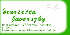 henrietta javorszky business card